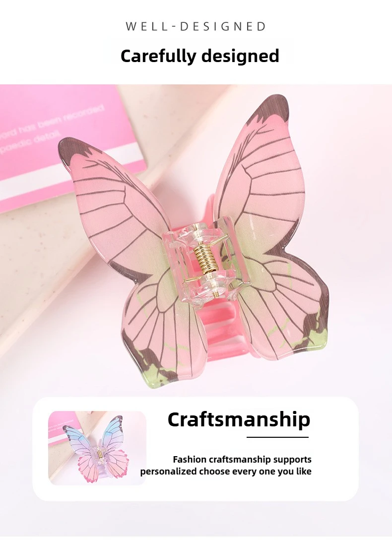 Butterfly Shark Claw 3D Colorful Butterfly Hair Claw Pack Elegant Hair Clips Summer Holiday EssentialShark Clip Hair Accessories