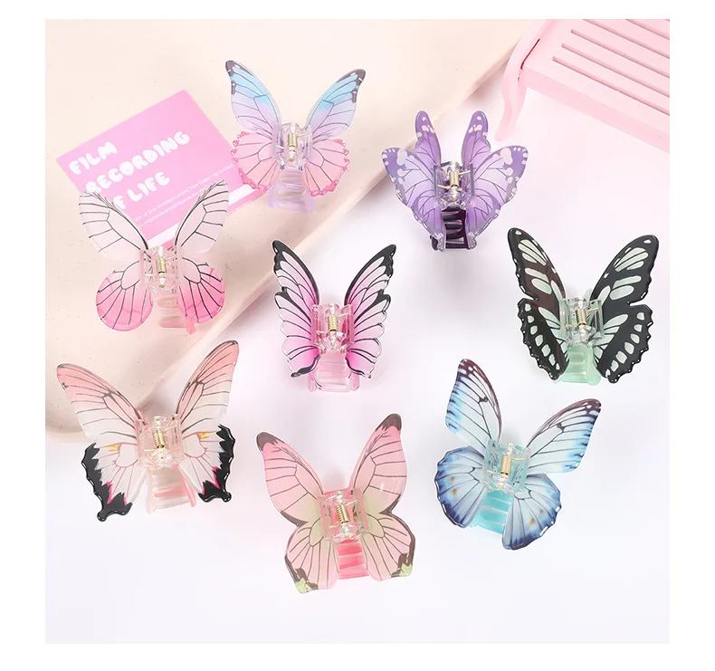 Butterfly Shark Claw 3D Colorful Butterfly Hair Claw Pack Elegant Hair Clips Summer Holiday EssentialShark Clip Hair Accessories