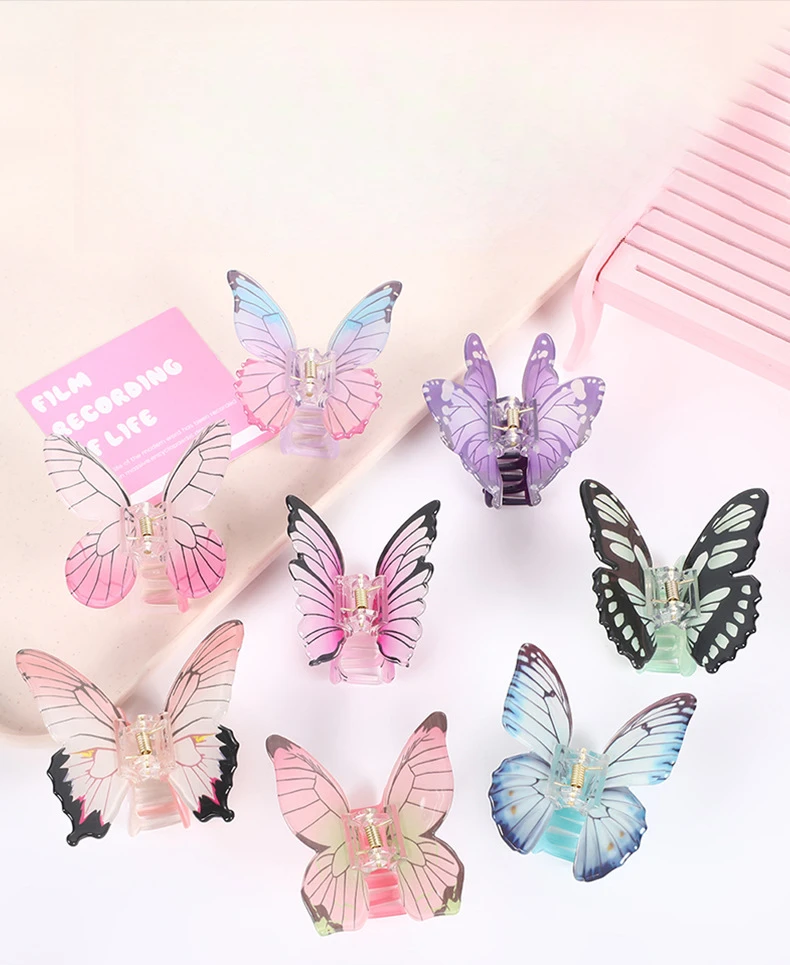 Butterfly Shark Claw 3D Colorful Butterfly Hair Claw Pack Elegant Hair Clips Summer Holiday EssentialShark Clip Hair Accessories