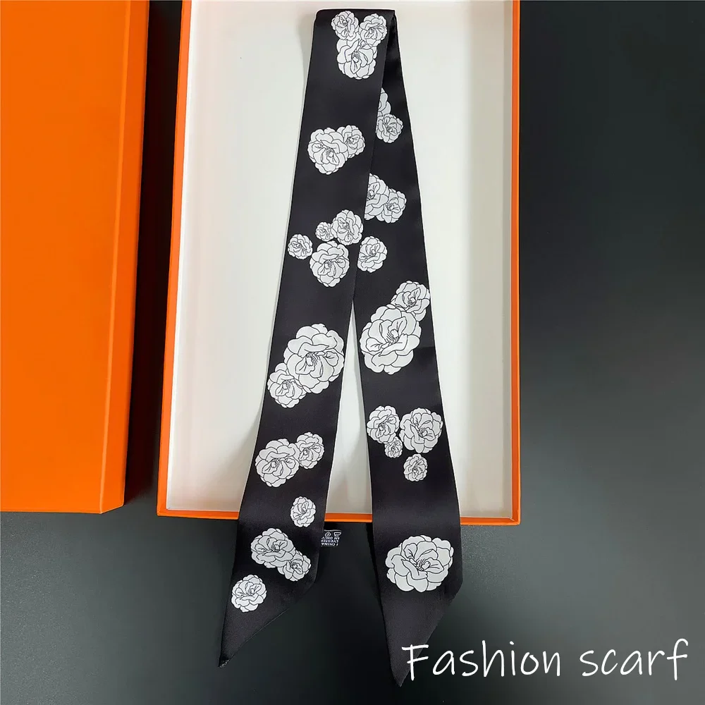 Europe 2025 Fashion New National Style Small Nroken Flower Women's Decorative Twill Binding Bag Handle Silk Scarf Ribbon Scarf