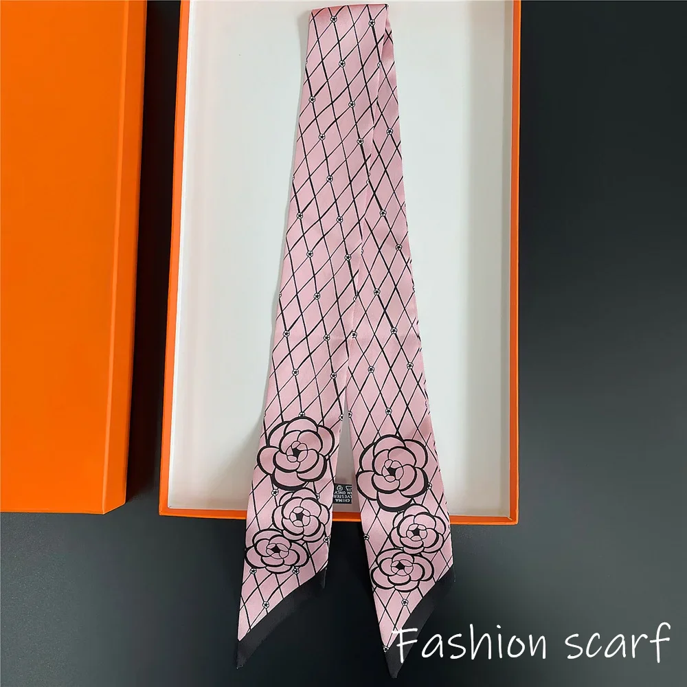 Europe 2025 Fashion New National Style Small Nroken Flower Women's Decorative Twill Binding Bag Handle Silk Scarf Ribbon Scarf