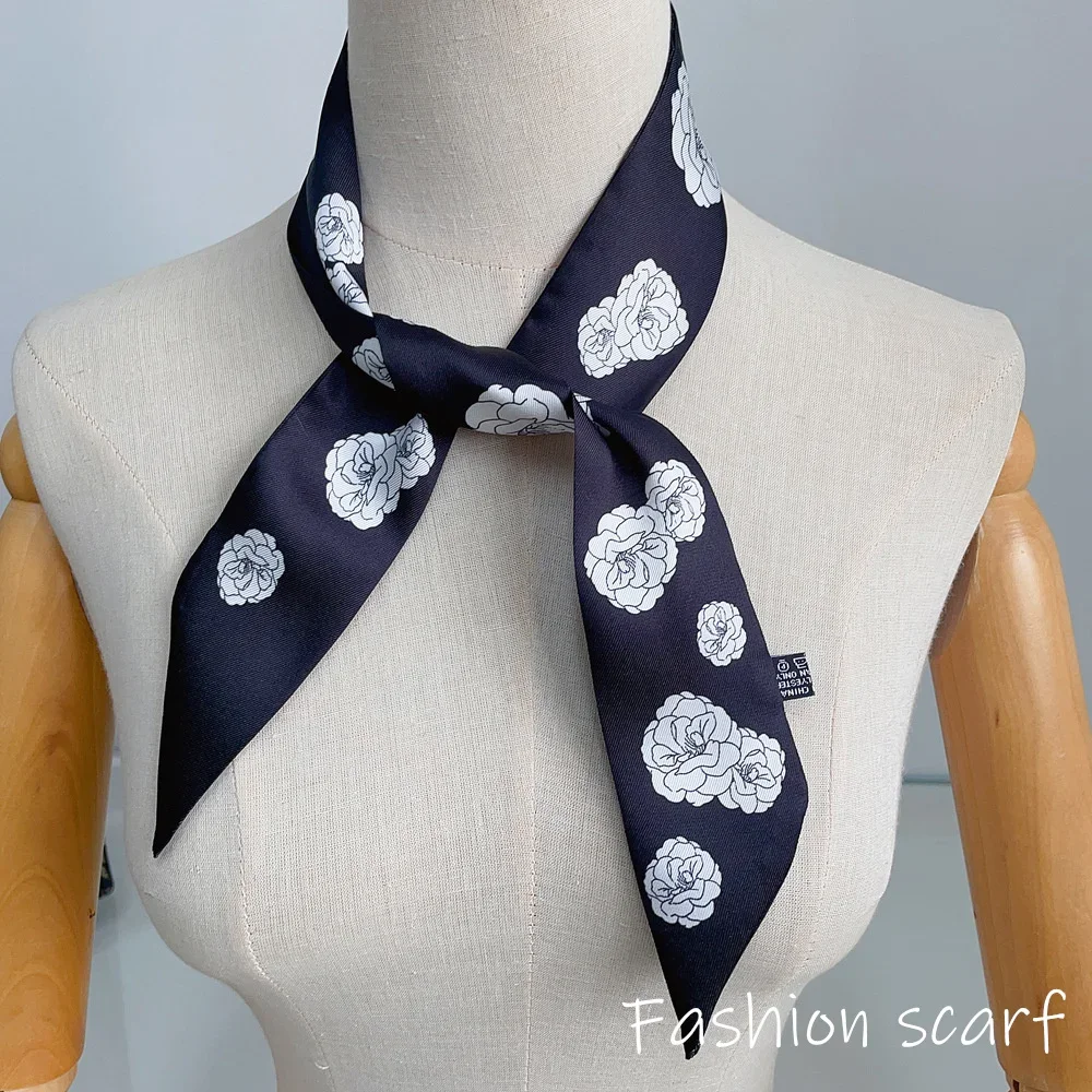 Europe 2025 Fashion New National Style Small Nroken Flower Women's Decorative Twill Binding Bag Handle Silk Scarf Ribbon Scarf