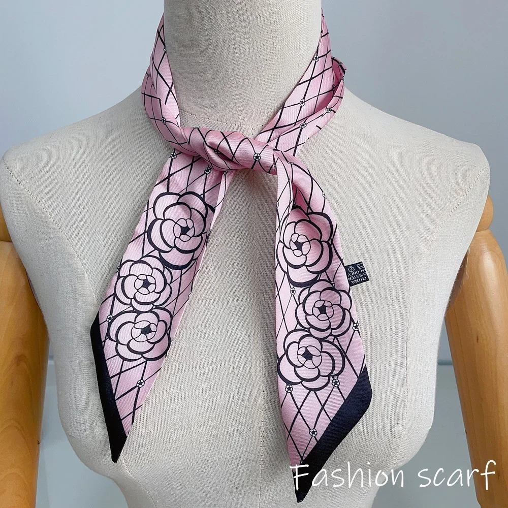 Europe 2025 Fashion New National Style Small Nroken Flower Women's Decorative Twill Binding Bag Handle Silk Scarf Ribbon Scarf