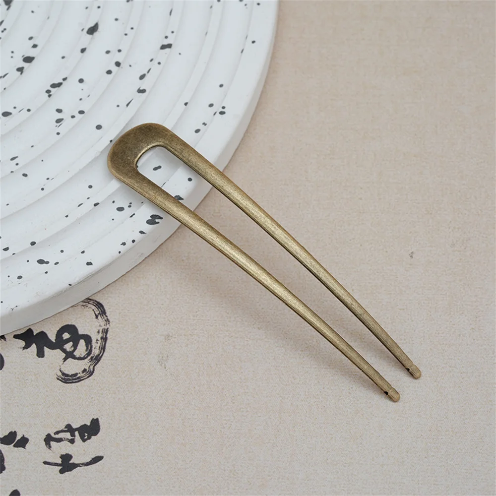 Simple U Shaped Metal Hair Sticks 2 Prongs Twist Hair Fork For Buns Chignons Women Girls Ponytail Hold Daily Hairstyles Tool