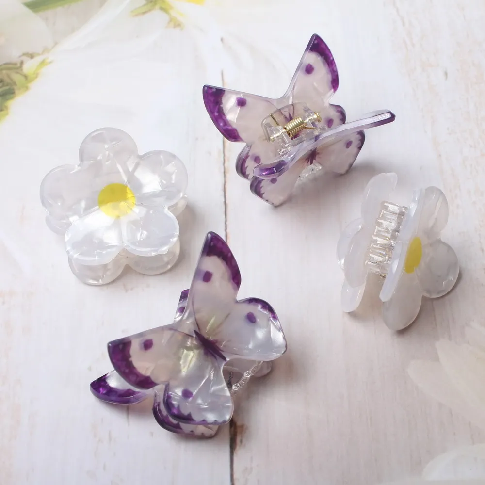 4pack Hair Clip Daisy Small Hair Claw for Women Girls Flower Butterfly Acrylic Fashion Crab for Hair Clamps Hair Accessories