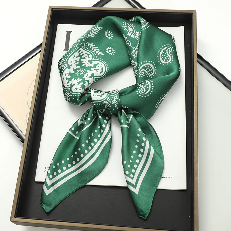 Luxury Brand Silk Square Paisley Scarf Women Satin Neck Hair Tie Band Soft Bandana Neckerchife 2025 Hijab Head Female Foulard
