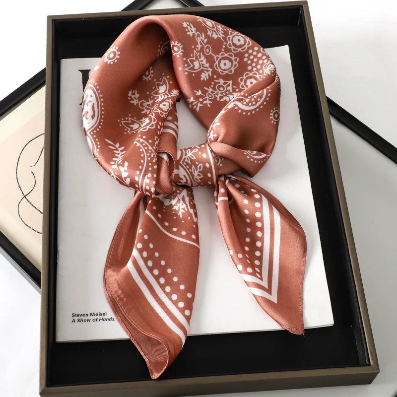 Luxury Brand Silk Square Paisley Scarf Women Satin Neck Hair Tie Band Soft Bandana Neckerchife 2025 Hijab Head Female Foulard