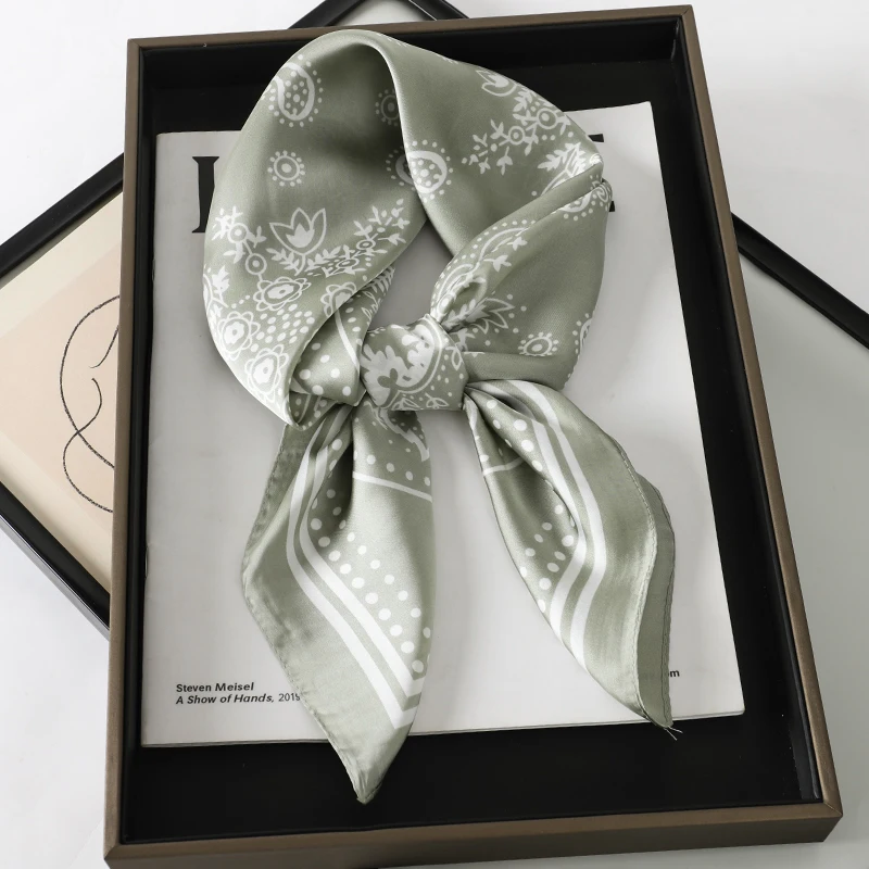 Luxury Brand Silk Square Paisley Scarf Women Satin Neck Hair Tie Band Soft Bandana Neckerchife 2025 Hijab Head Female Foulard