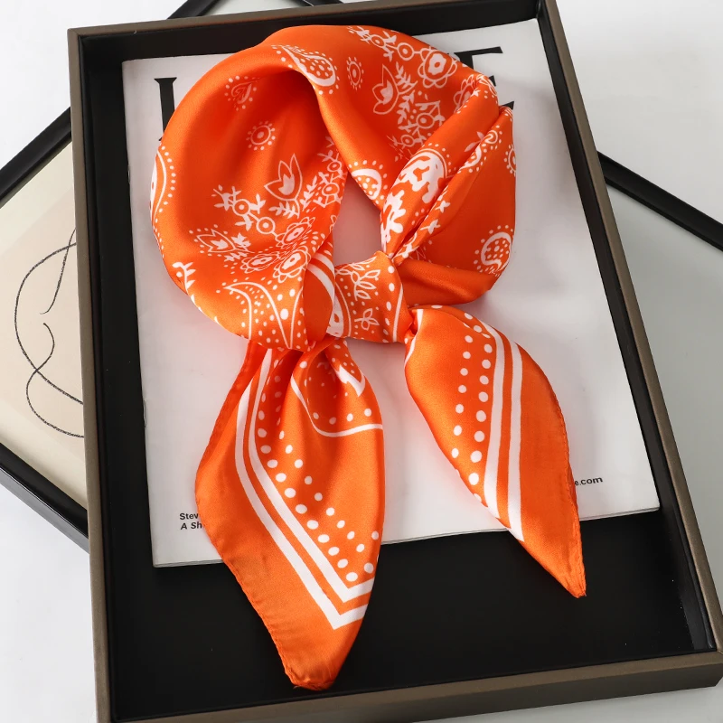 Luxury Brand Silk Square Paisley Scarf Women Satin Neck Hair Tie Band Soft Bandana Neckerchife 2025 Hijab Head Female Foulard