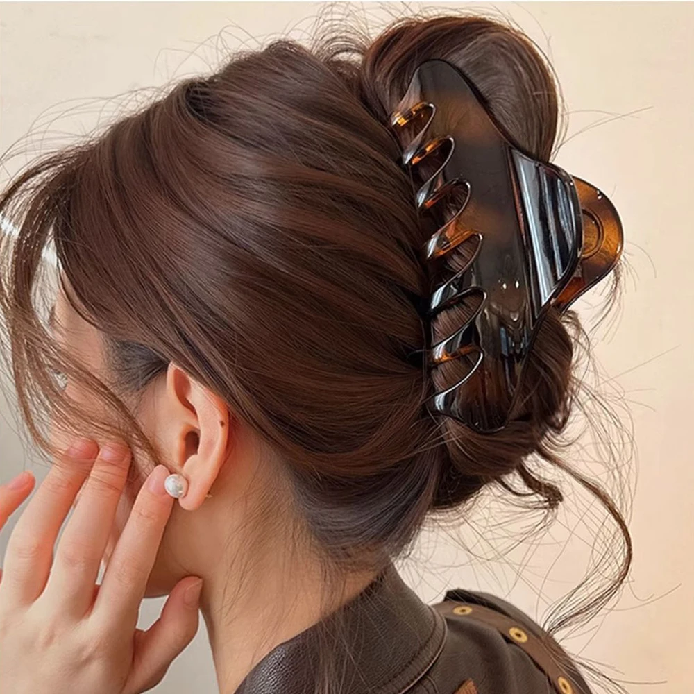 New Retro Korean Acetate Hair Claw Large Crab Hair Clips Shark Clip Simple Hairpin Ponytail Fashion Hair Accessories Woman Girls