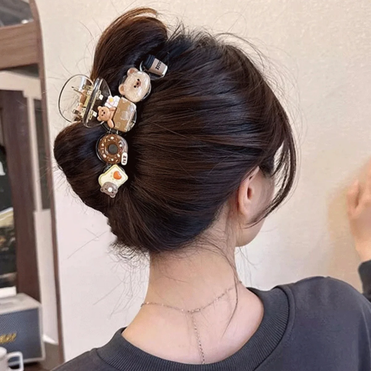 10/11cm Large Hair Claw For Women Lovely Cartoon Bear Cat Element Shark Hair Gripper Summer Outdoor Plastic Geometric Hair Clip