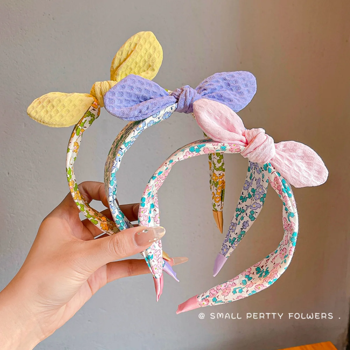 Summer Korean Style Rabbit Ears & Bowknot Headband Cute Fabric Wide Band Hair Hoop for Girls - Adorable Kids Accessory for Daily