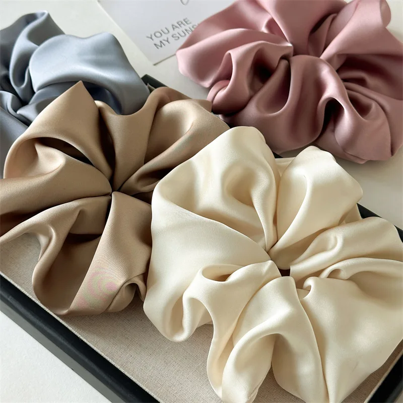 2025 Korean Pure Color Large Scrunchies For Hair Spring New Style Large Colon Hair Ties For Women Fashion Girls Hair Accessories