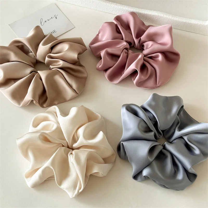 2025 Korean Pure Color Large Scrunchies For Hair Spring New Style Large Colon Hair Ties For Women Fashion Girls Hair Accessories