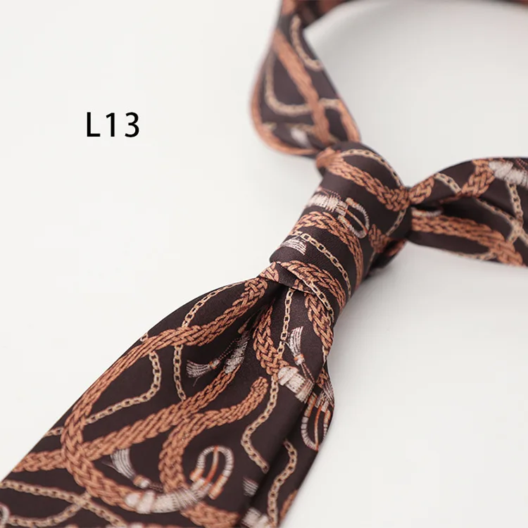 2025 New Vintage Mens Casual Panda Horse Anchor Printed Neckties Gentleman Daily Wear Neck Tie Handmade 8CM Brown Khaki Cravat