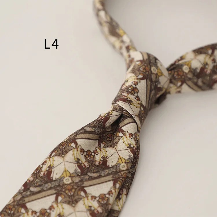 2025 New Vintage Mens Casual Panda Horse Anchor Printed Neckties Gentleman Daily Wear Neck Tie Handmade 8CM Brown Khaki Cravat