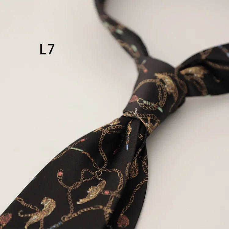 2025 New Vintage Mens Casual Panda Horse Anchor Printed Neckties Gentleman Daily Wear Neck Tie Handmade 8CM Brown Khaki Cravat