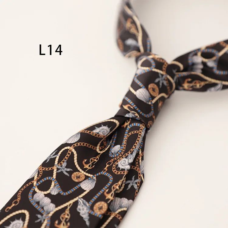 2025 New Vintage Mens Casual Panda Horse Anchor Printed Neckties Gentleman Daily Wear Neck Tie Handmade 8CM Brown Khaki Cravat