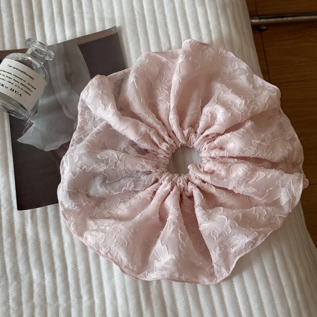 26CM Lace Pleated Large Intestine Hair Band Double Layer Oversized Premium Hair Rope Rubber Band Headdress