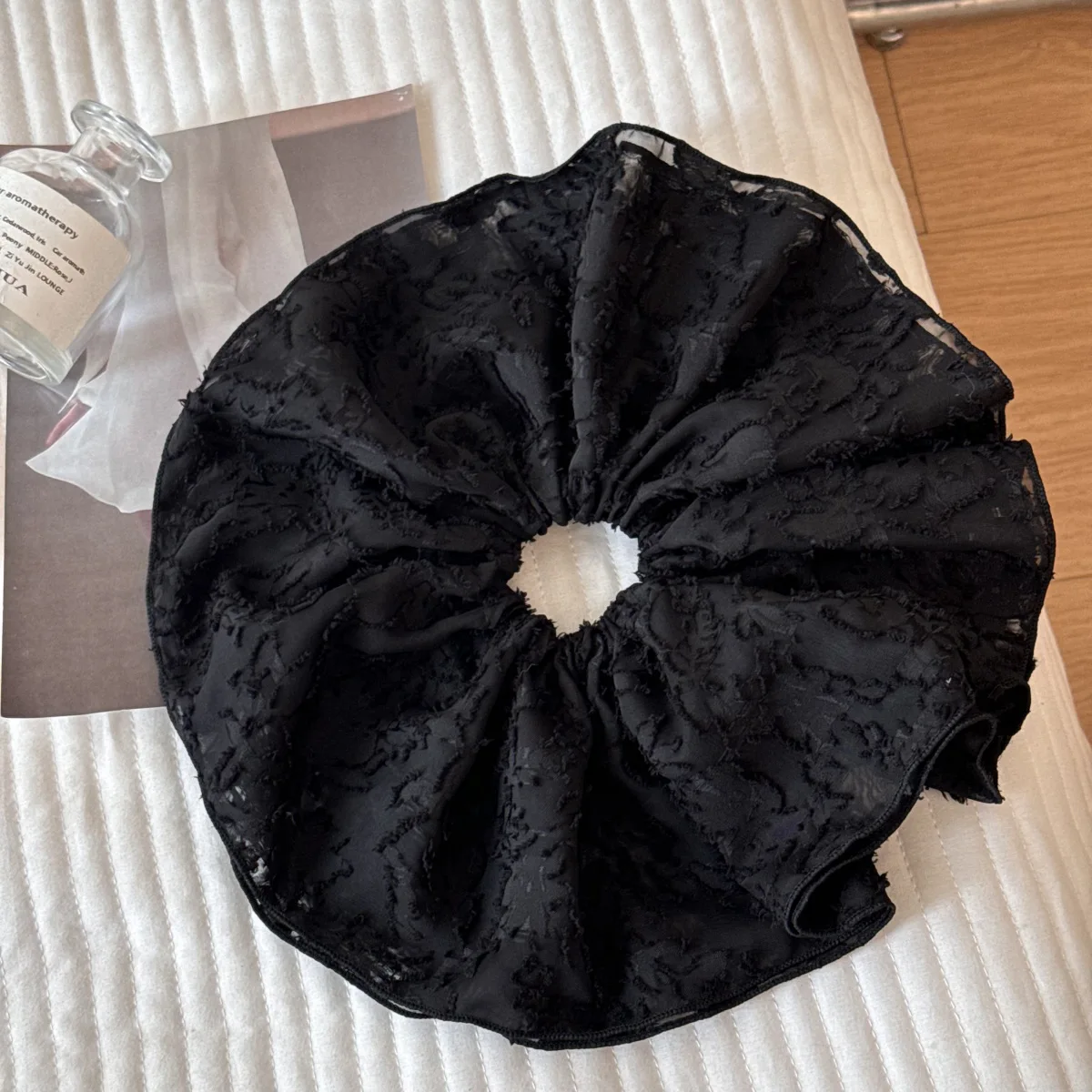 26CM Lace Pleated Large Intestine Hair Band Double Layer Oversized Premium Hair Rope Rubber Band Headdress
