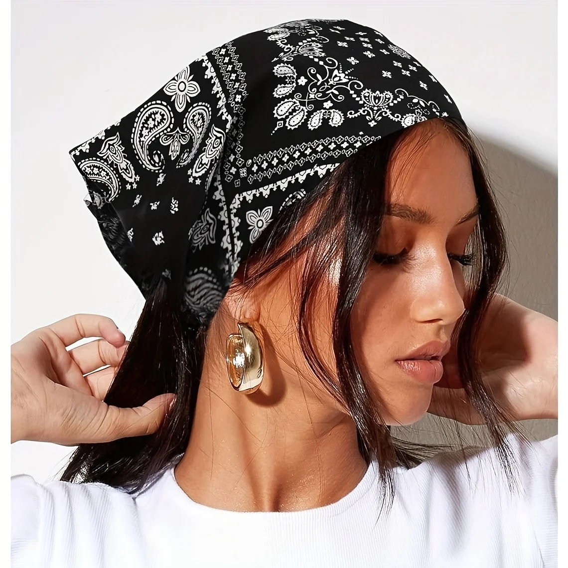 Women Paisley Elastic Boho Headbands Printed Retro Triangular Headscarf Girl Headbands Hair Accessories