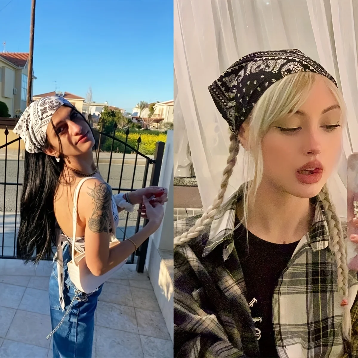 Women Paisley Elastic Boho Headbands Printed Retro Triangular Headscarf Girl Headbands Hair Accessories