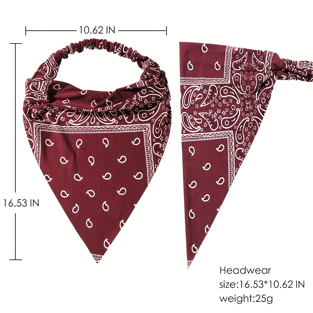 Women Paisley Elastic Boho Headbands Printed Retro Triangular Headscarf Girl Headbands Hair Accessories