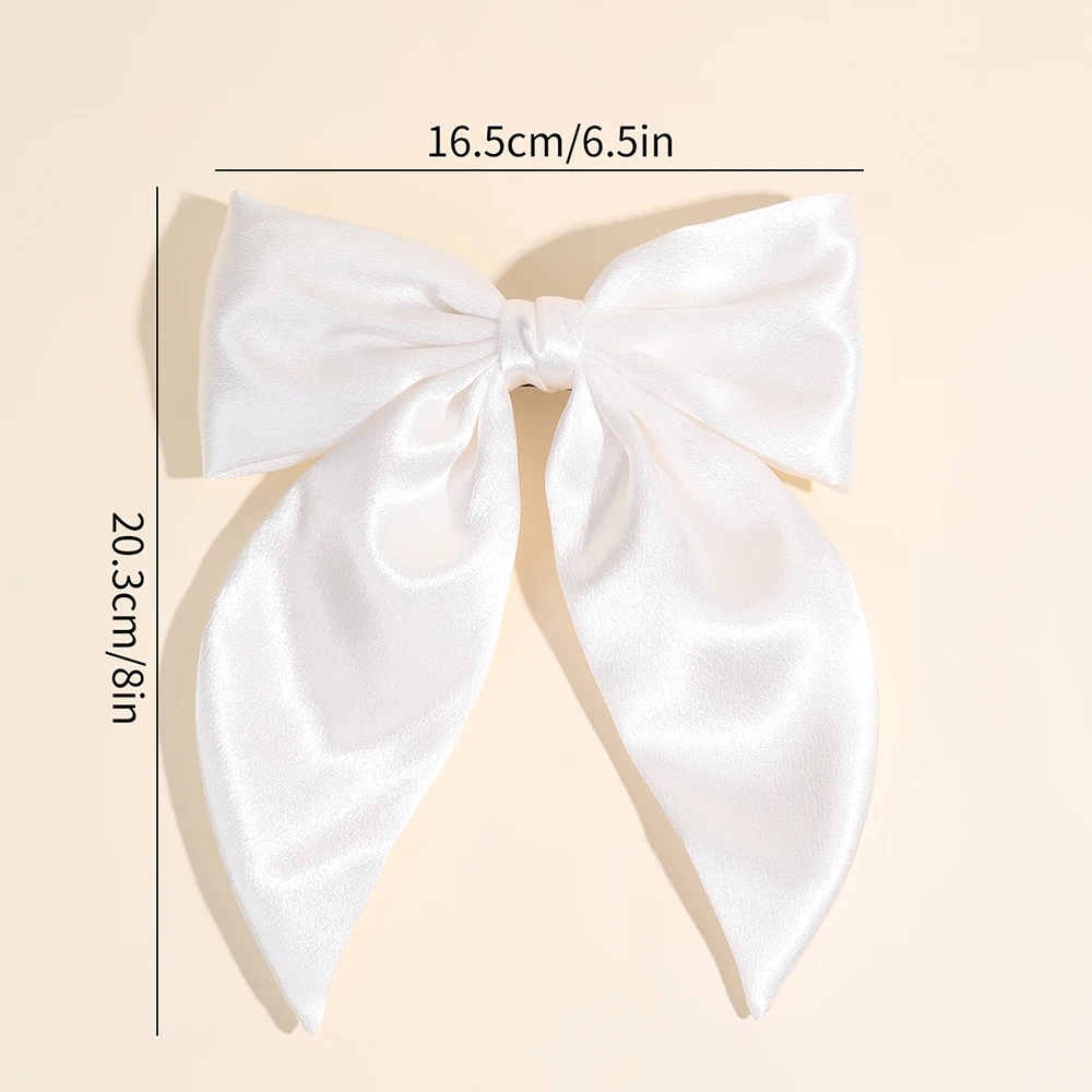Chiffon Bow Hair Clip Women Medium Bowknot Satin Hairpin Barrettes Girls Solid Color Ponytail Hair Accessories Headwear Gift