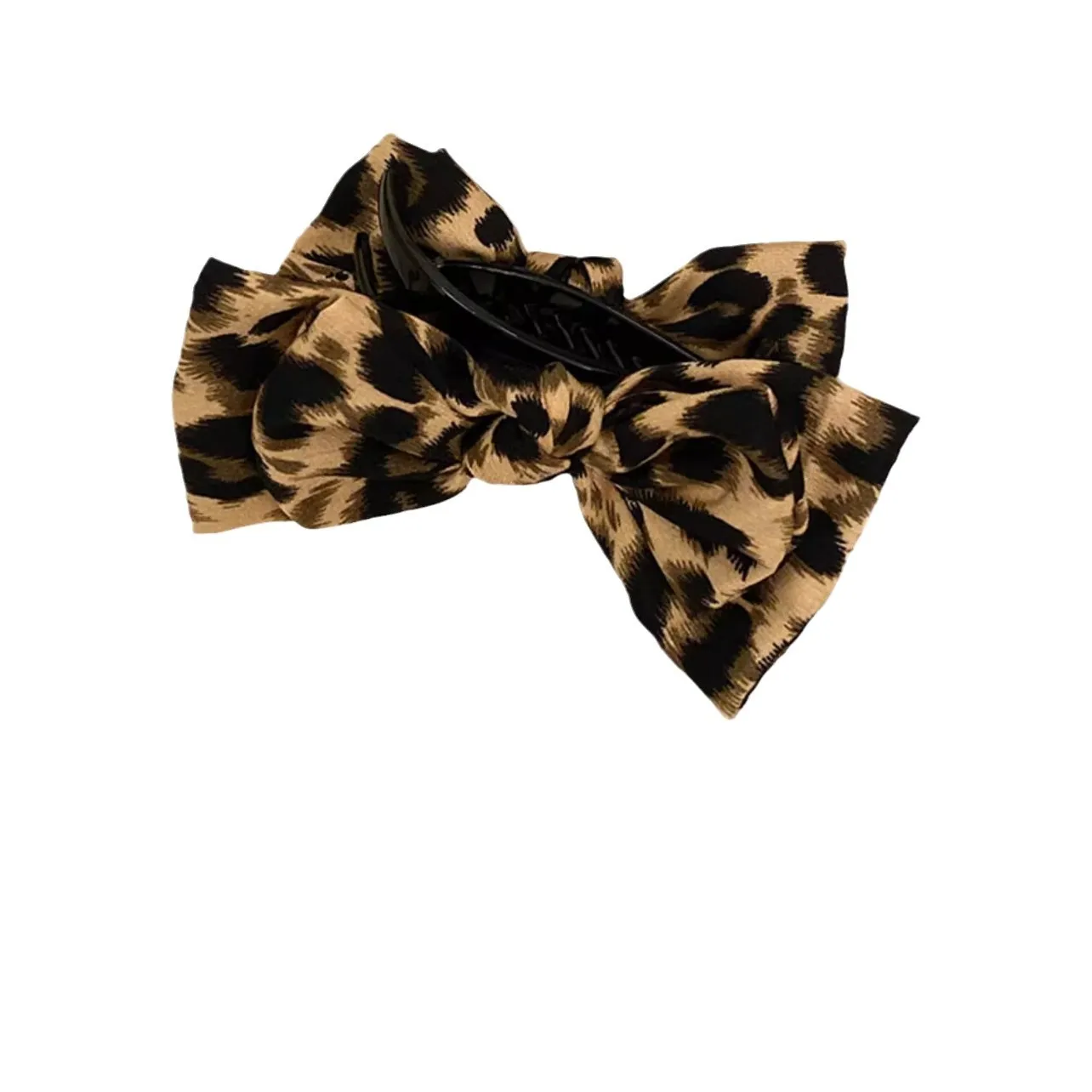 1PC Leopard Bow Marble Head Grab Clip Advanced Sense Net Red New Temperament Fashion Plate Fixed High Ponytail Hair Clip
