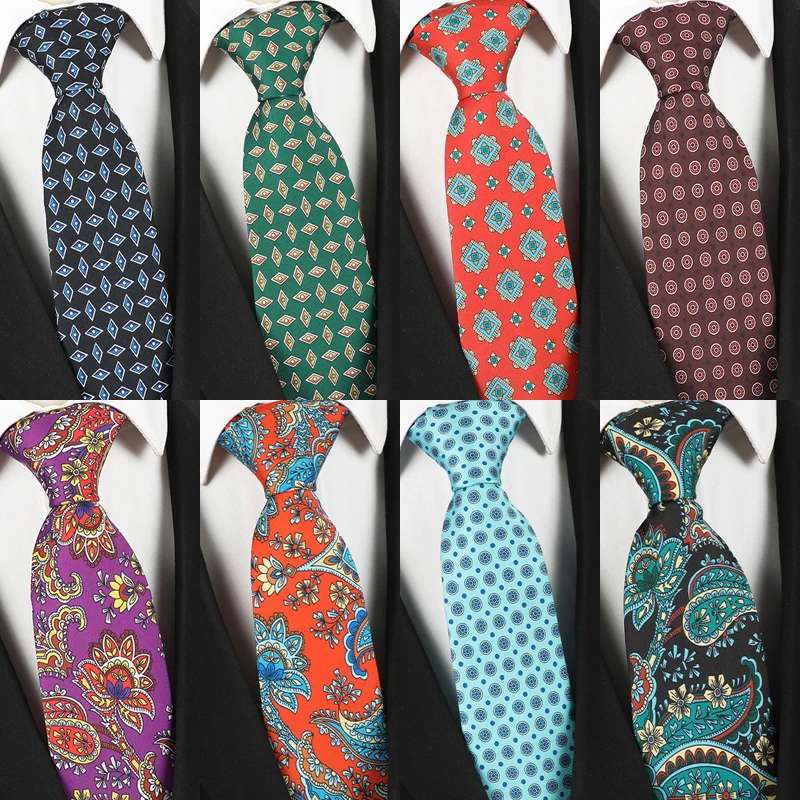 Lurury 8CM Mens Necktie Print Patterns Classic Ties For Man Groom Handfeel Polyester Floral Dot Business Wedding Accessories