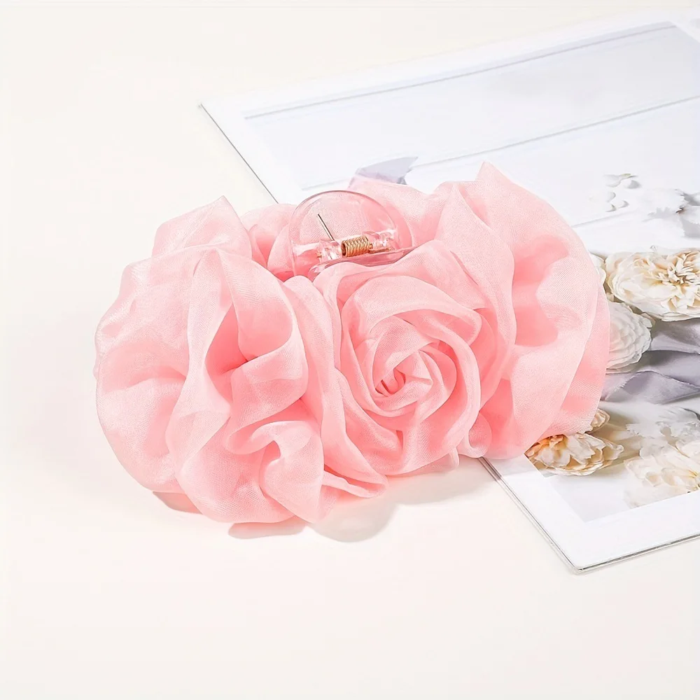 1pc Chiffon Bow Hair Clip, Back of the Head, Disc Hair Clip, Large Solid Color Hair Clip, Hair Accessory, Headband