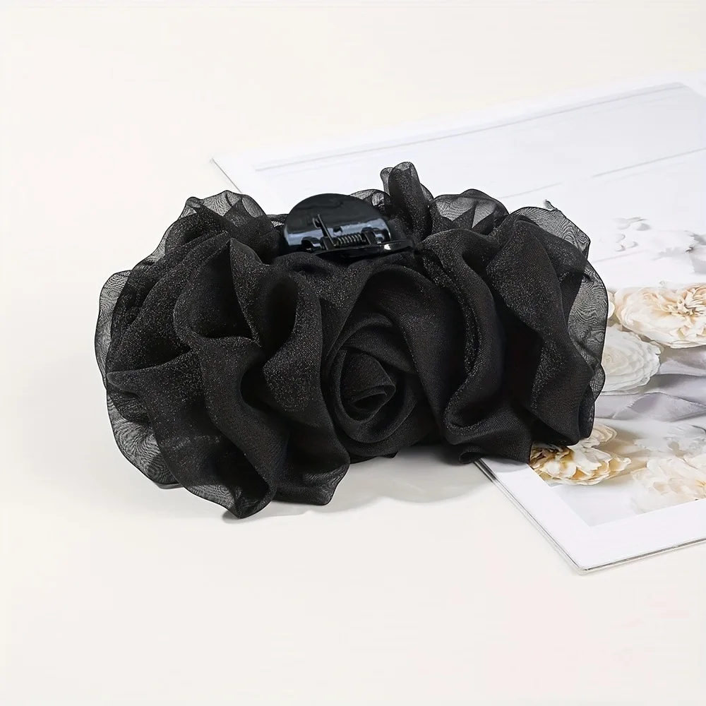 1pc Chiffon Bow Hair Clip, Back of the Head, Disc Hair Clip, Large Solid Color Hair Clip, Hair Accessory, Headband