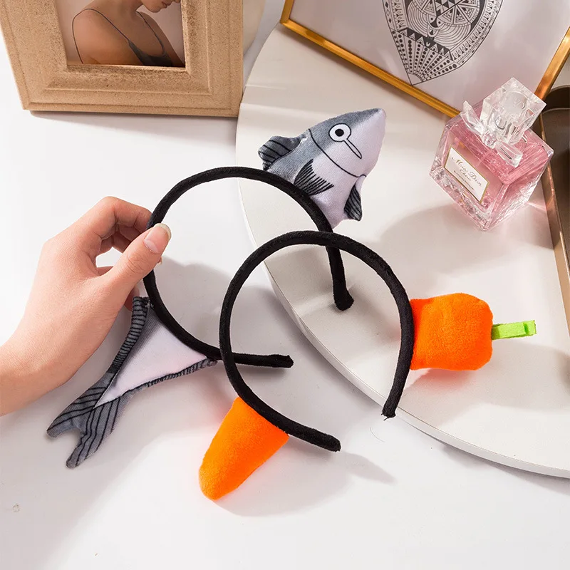 Funny Carrot Headband for Women Elegant Salted Fish Wear It When Washing Your Face and Going Out Hairband Fashion Girl Headwear