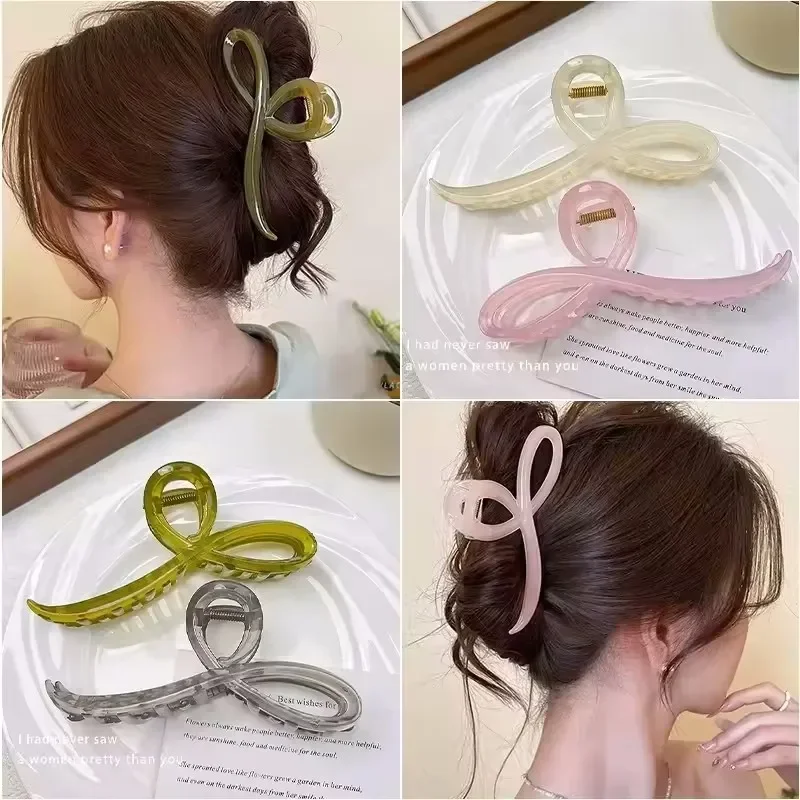 Elegant Jelly Color Bow Hair Claw For Women Girls Sweet Hairs Ornament Back Headband Hair Clips Hairpin Fashion Hair Accessories