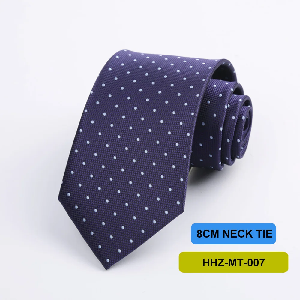Polyester 8cm Striped Dots Men's Tie Suitable For Wedding Parties Work Black Blue Navy Colors Necktie