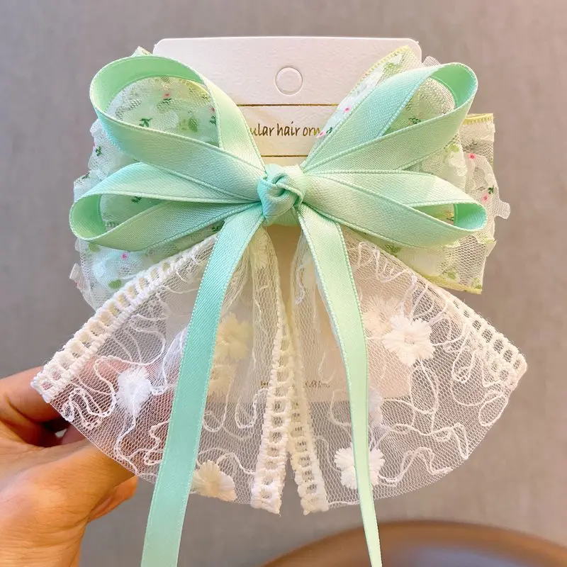 1 Pcs Women's Hair Clips Floral Bow Cute Kawaii Sweet Girl's Barrettes Ribbon Lace Fashionable Trendy  Hair Accessories Children