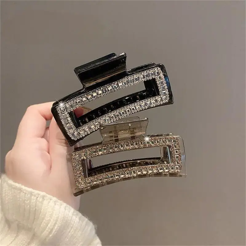 Fashionable Edging Rhinestone Square Simple High-Grade Sense Of Hair Clip For Women