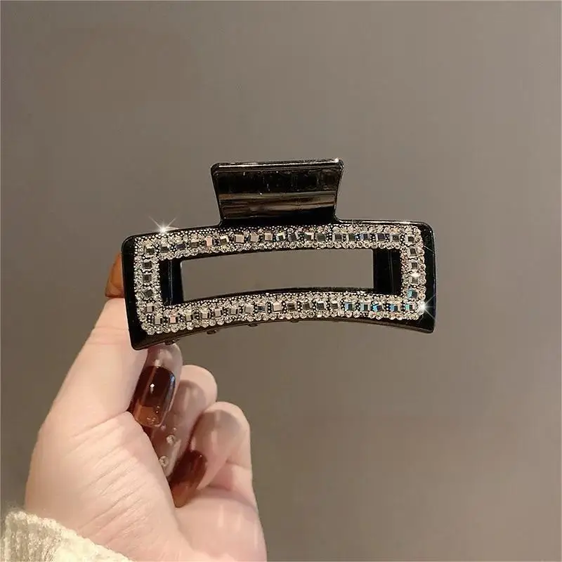 Fashionable Edging Rhinestone Square Simple High-Grade Sense Of Hair Clip For Women