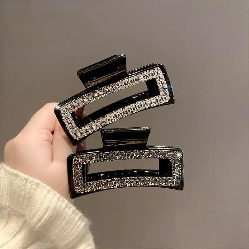 Fashionable Edging Rhinestone Square Simple High-Grade Sense Of Hair Clip For Women