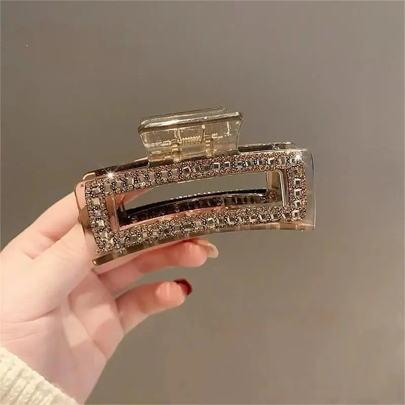 Fashionable Edging Rhinestone Square Simple High-Grade Sense Of Hair Clip For Women