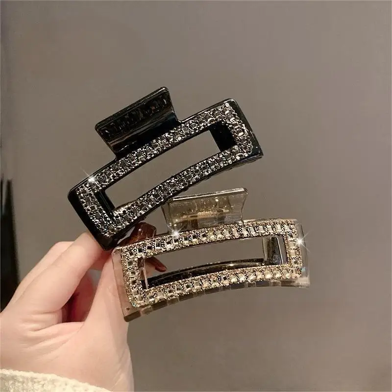 Fashionable Edging Rhinestone Square Simple High-Grade Sense Of Hair Clip For Women