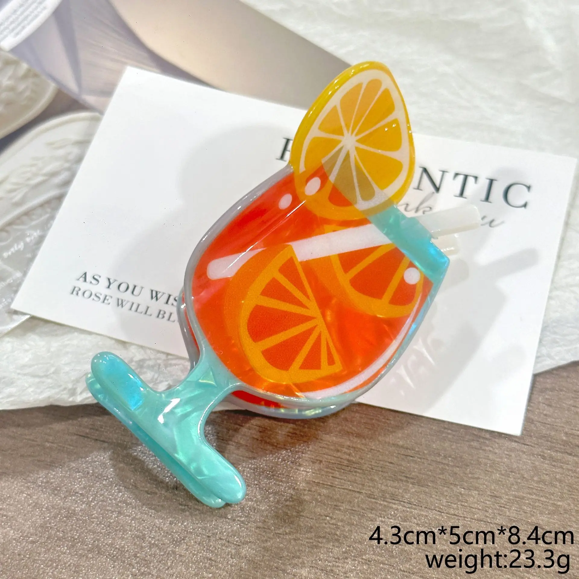 1pc Goblet Cocktail Grab Clip, Hawaii Summer Beach Iced Tea, Orange Soda, Coffe Novel Creative Drink Large Hair Clip Shark Clip