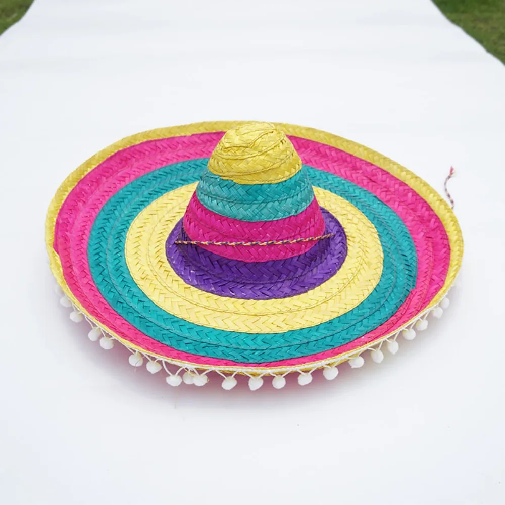 Summer Mexican Party Hat Colorful Wide Brim Straw Hats Men Women Summer Outdoor Sun Hat Sombrero Halloween Party Decor