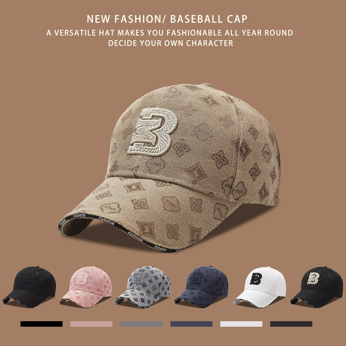 Baseball caps suitable for men and women, fashion sports caps, fashion embroidery, abstract logo, lightweight and portable design
