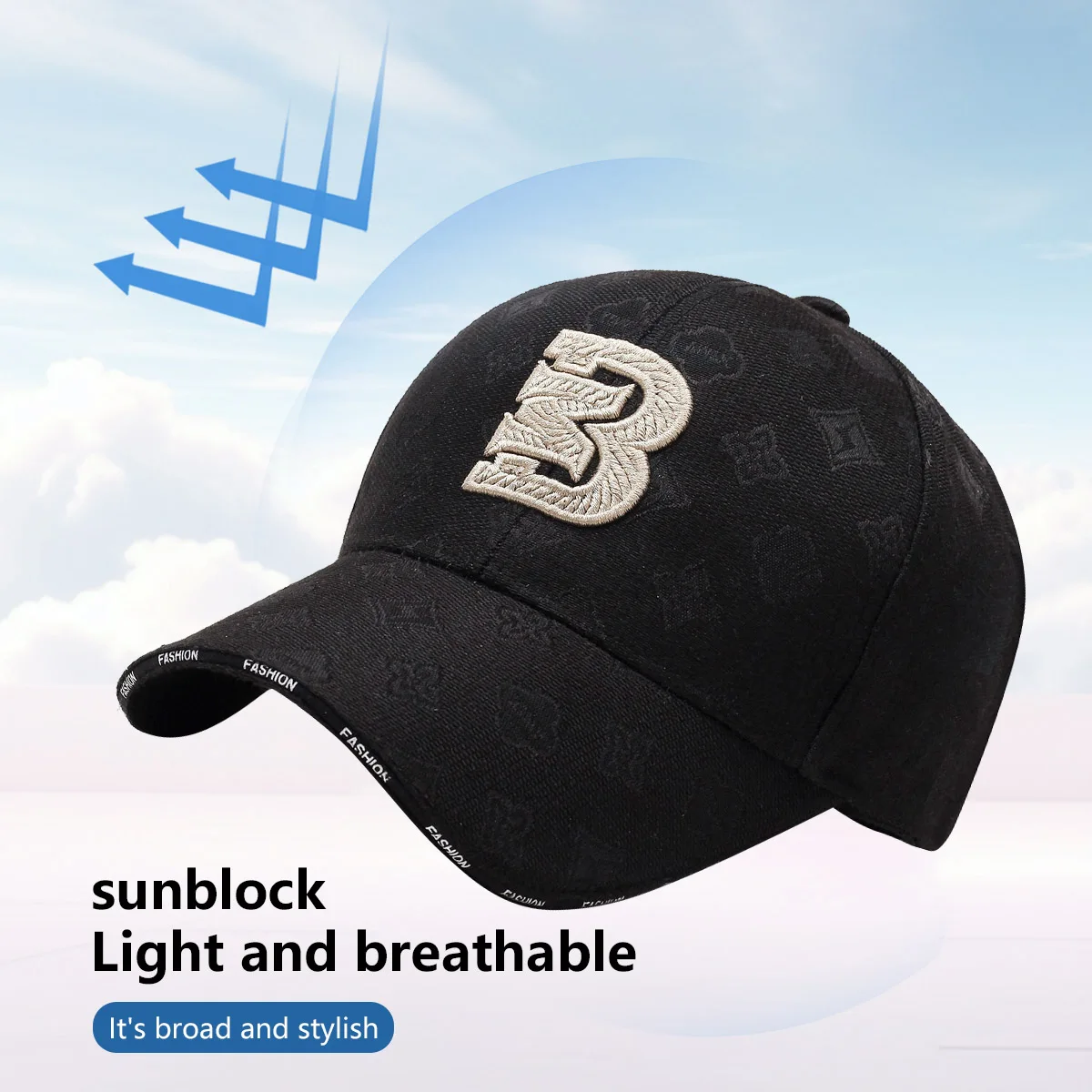 Baseball caps suitable for men and women, fashion sports caps, fashion embroidery, abstract logo, lightweight and portable design