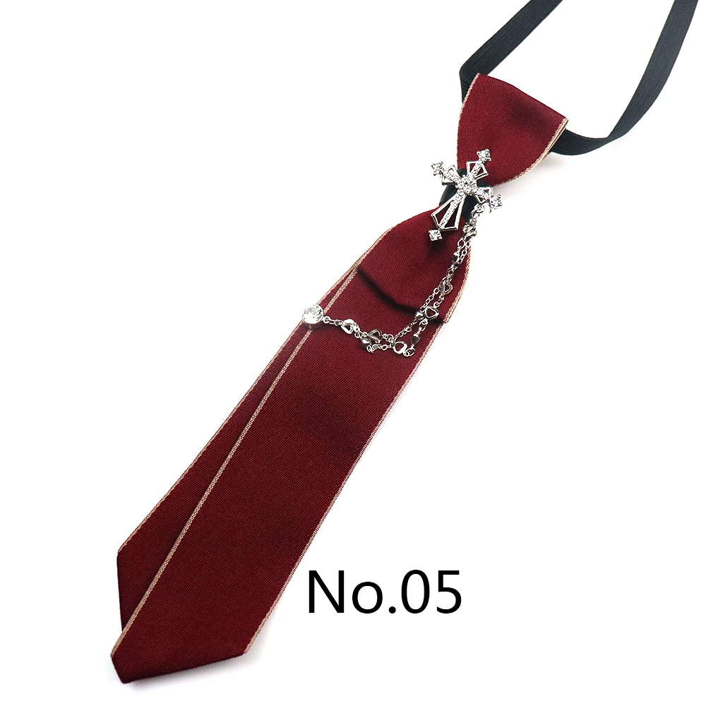 2025 New Luxury Ribbon Neckties Crystal Rhinestone Black Navy Ties For Men Women Brooch Lazy-ties School Uniform Collar Cravat