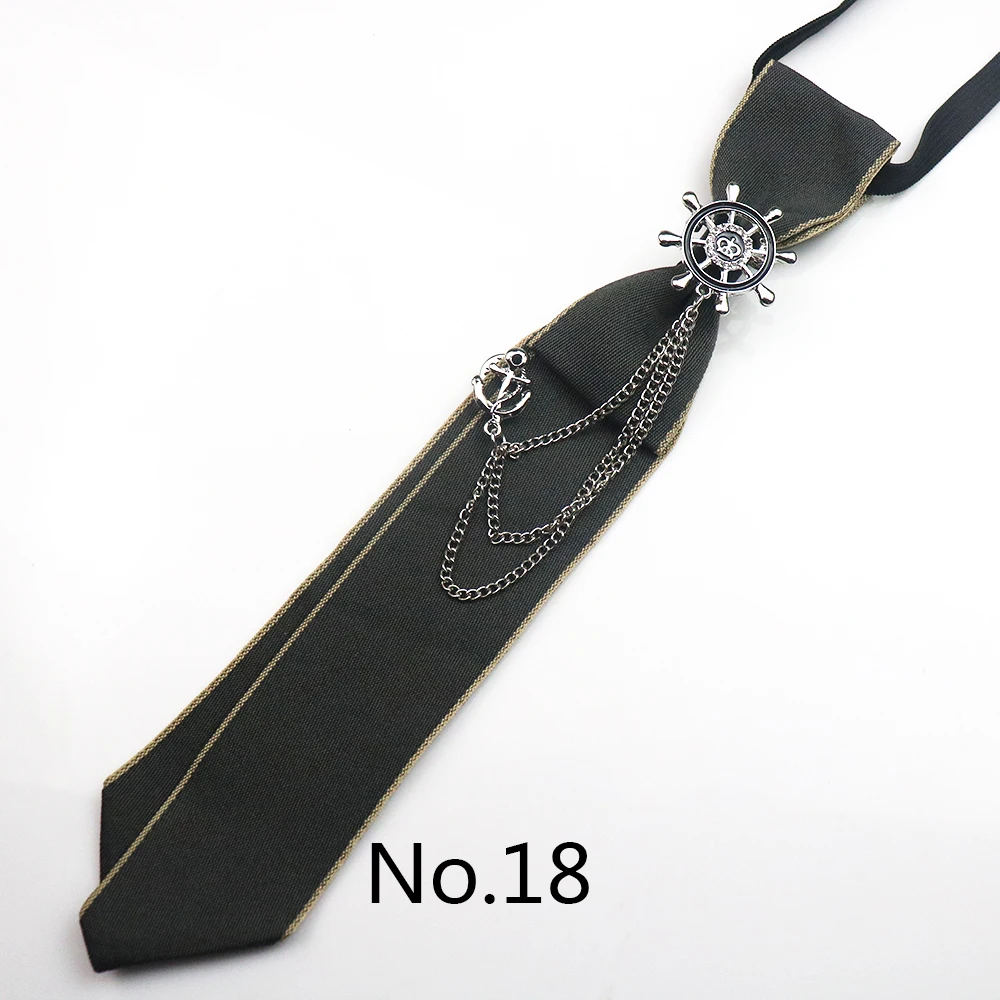 2025 New Luxury Ribbon Neckties Crystal Rhinestone Black Navy Ties For Men Women Brooch Lazy-ties School Uniform Collar Cravat