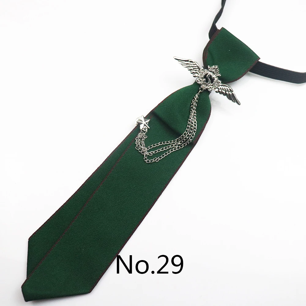 2025 New Luxury Ribbon Neckties Crystal Rhinestone Black Navy Ties For Men Women Brooch Lazy-ties School Uniform Collar Cravat