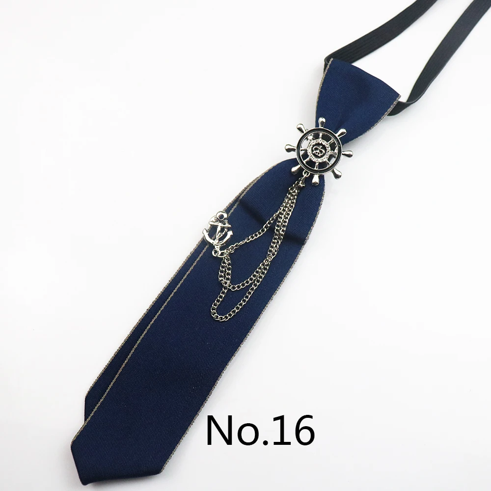 2025 New Luxury Ribbon Neckties Crystal Rhinestone Black Navy Ties For Men Women Brooch Lazy-ties School Uniform Collar Cravat