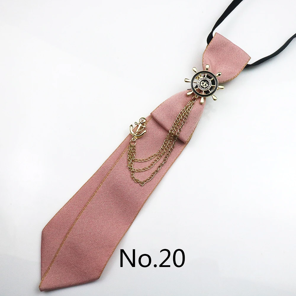 2025 New Luxury Ribbon Neckties Crystal Rhinestone Black Navy Ties For Men Women Brooch Lazy-ties School Uniform Collar Cravat